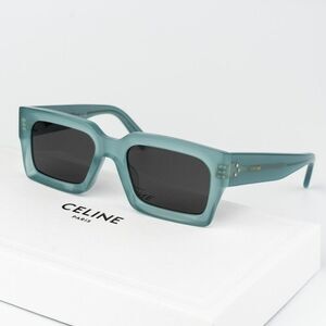Celine  3 DOTS Men Sunglasses Light Green Grey Square CL40280U 93A BRAND NEW